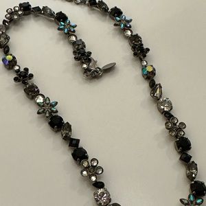 Sorrelli Necklace multi color stones, black and crystal, antique silver chain